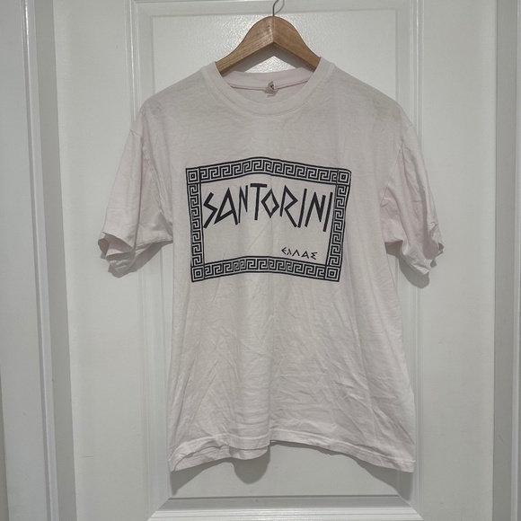 Santorini Greece Graphic Tee White Size Medium Cotton Short Sleeve Shirt - Picture 1 of 5